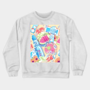 The pastel set of the Japanese summer food and drinks Crewneck Sweatshirt